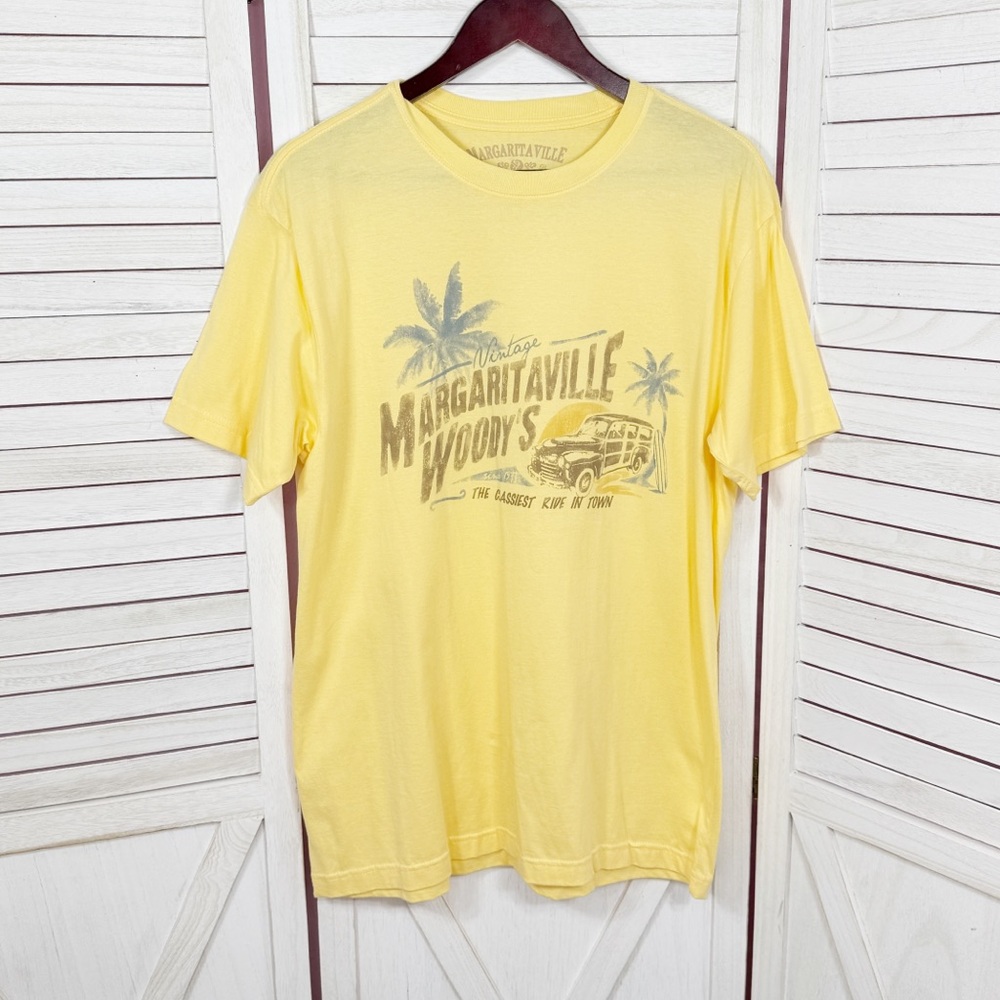 Margaritaville Tropical Woody Wagon T Shirt Pale Yellow Mens Large